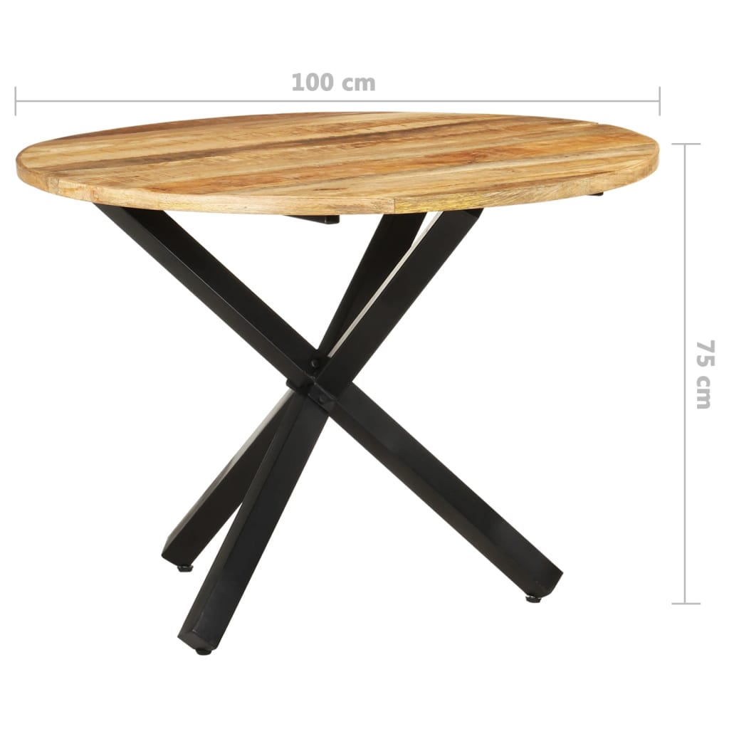 vidaXL Masă de bucătărie, 100x100x75 cm, lemn mango nefinisat, rotundă