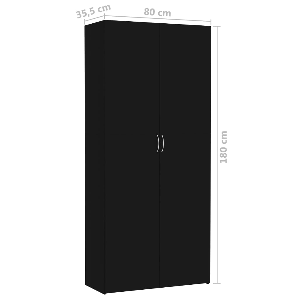 vidaXL Dulap de depozitare, negru, 80x35,5x180 cm, PAL