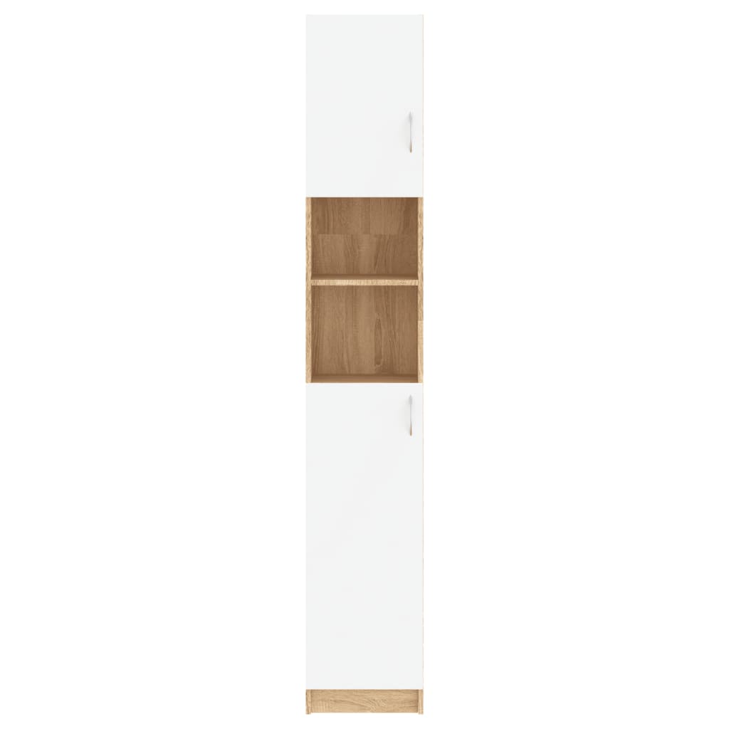 vidaXL Dulap de baie, alb și stejar Sonoma, 32x25,5x190 cm, PAL