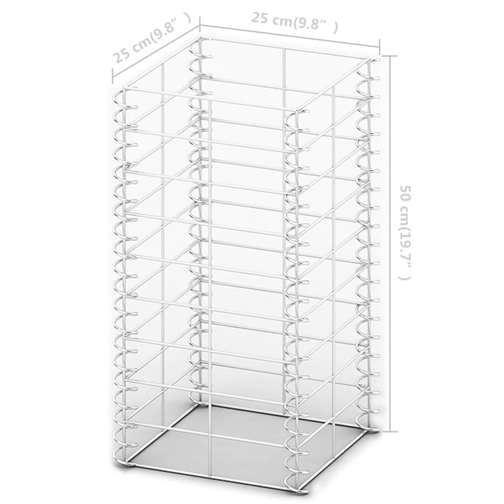 vidaXL Set gabioane, 3 buc., sârmă galvanizată, 25 x 25 x 50 cm