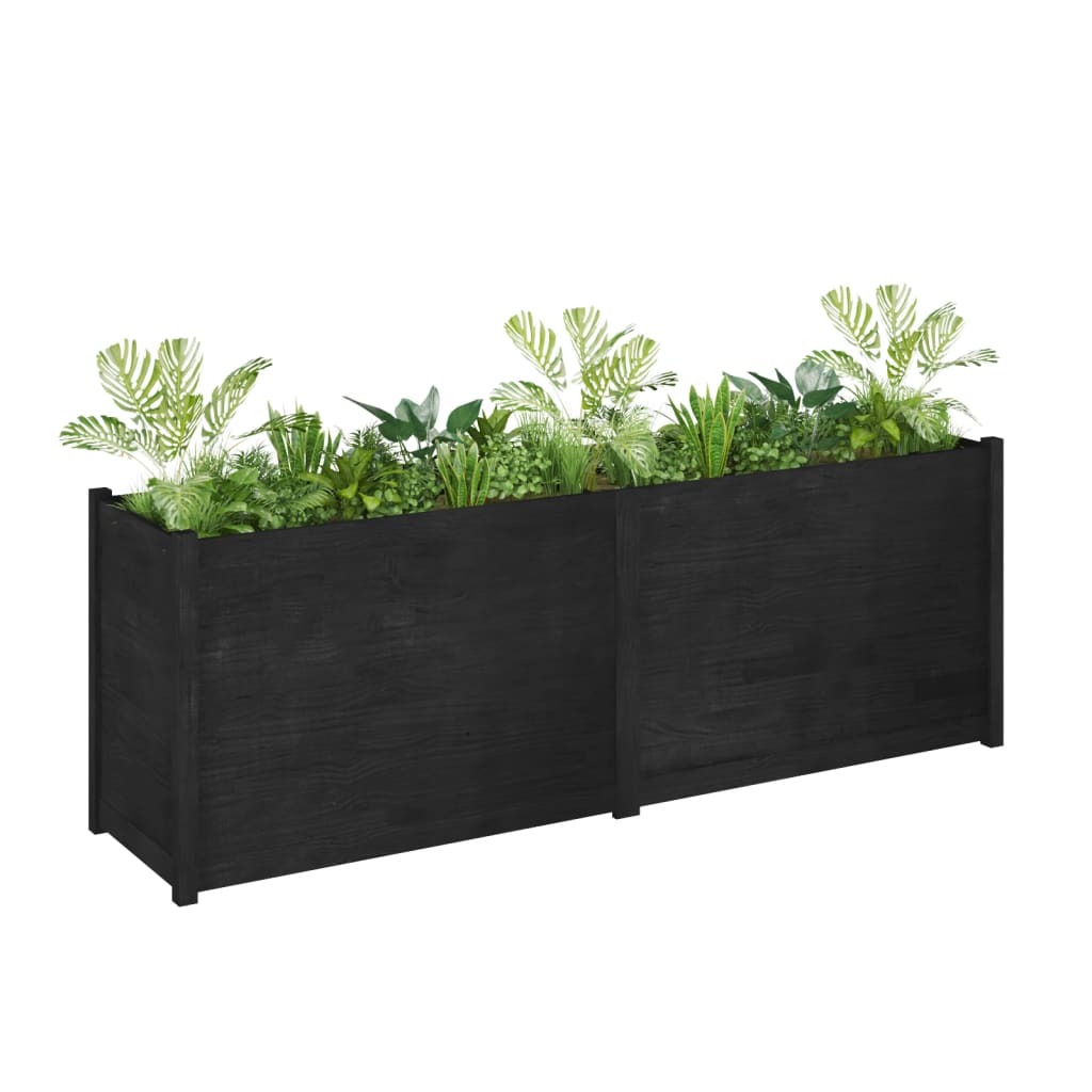 vidaXL Jardinieră de grădină, negru, 200x50x70 cm, lemn masiv de pin