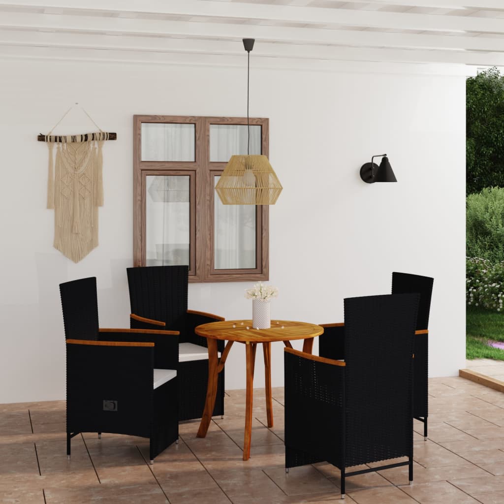 vidaXL Set mobilier de grădină, 5 piese, negru