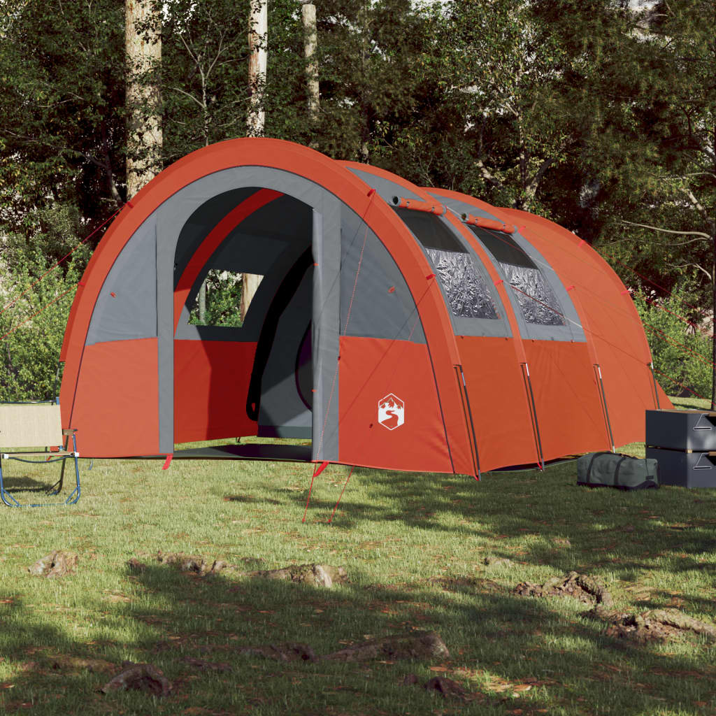 vidaXL Cort de camping pentru 4 persoane, gri/portocaliu, impermeabil