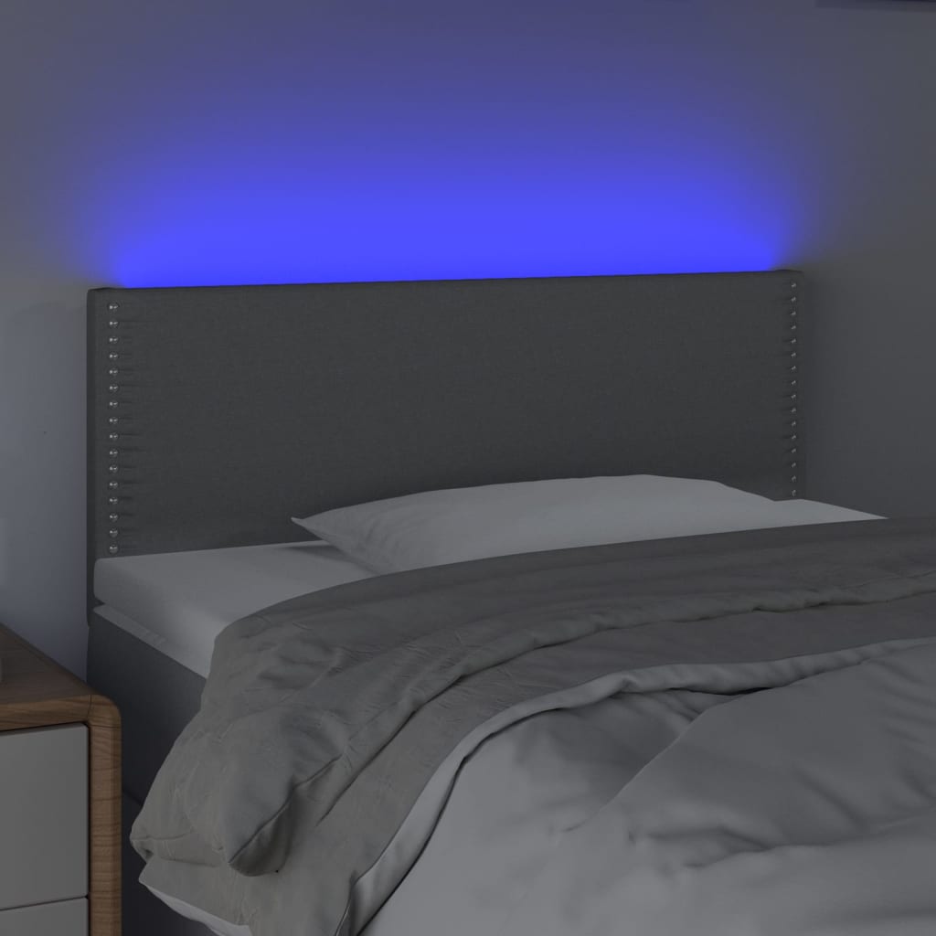 vidaXL Tăblie de pat cu LED, gri deschis, 100x5x78/88 cm, textil