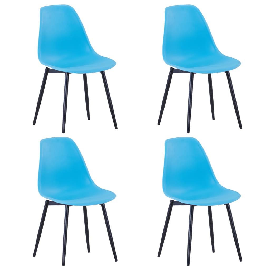 vidaXL Set mobilier de exterior, 5 piese, albastru, metal și PP