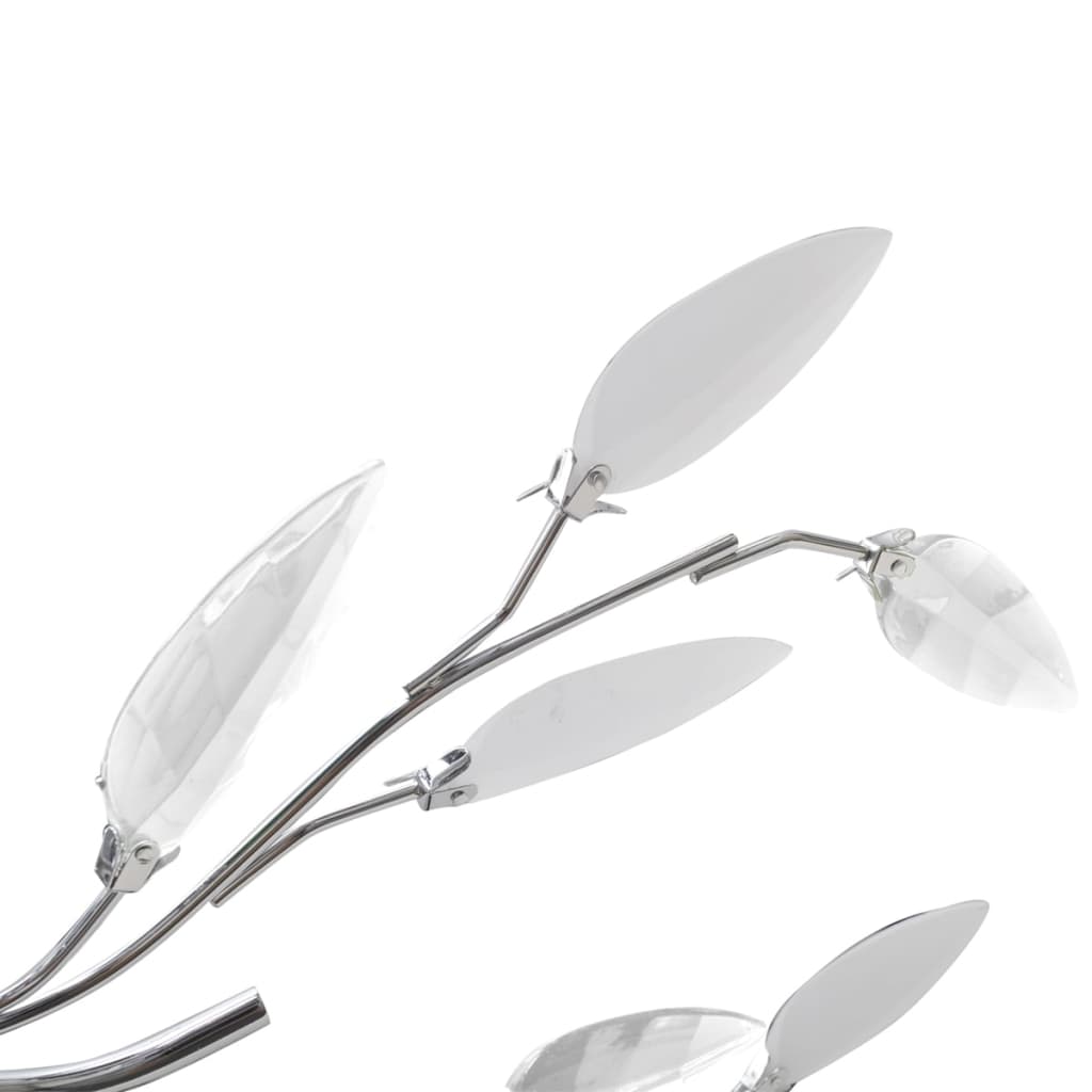 Plafoniera transparentă/albă brațe frunze cristal acrilic 5 becuri E14