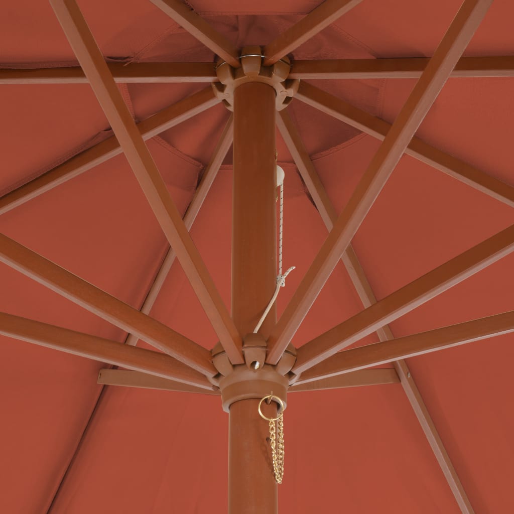 vidaXL Umbrelă de exterior cu stâlp din lemn, 300 cm, teracotă