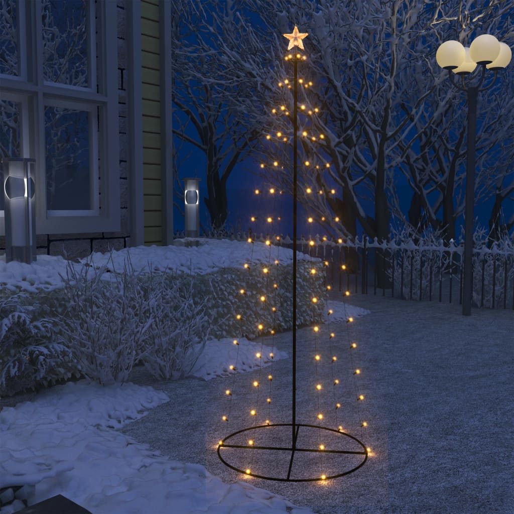 vidaXL Decorațiune brad Crăciun conic 100 LED-uri alb cald 70x180 cm