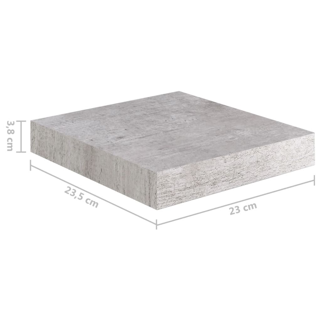 vidaXL Raft de perete suspendat, gri beton, 23x23,5x3,8 cm, MDF