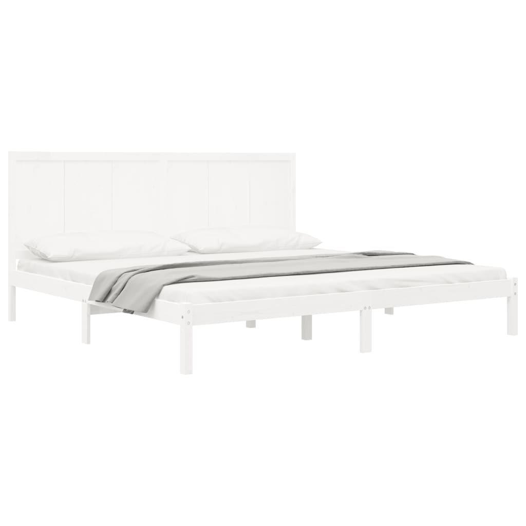 vidaXL Cadru de pat Super King, alb, 180x200 cm, lemn masiv de pin