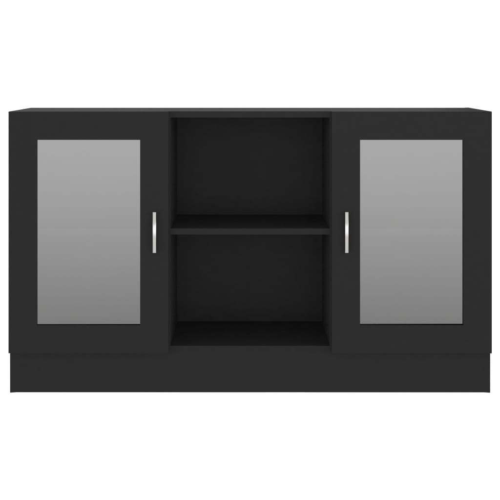 vidaXL Dulap cu vitrină, negru, 120 x 30,5 x 70 cm, lemn prelucrat