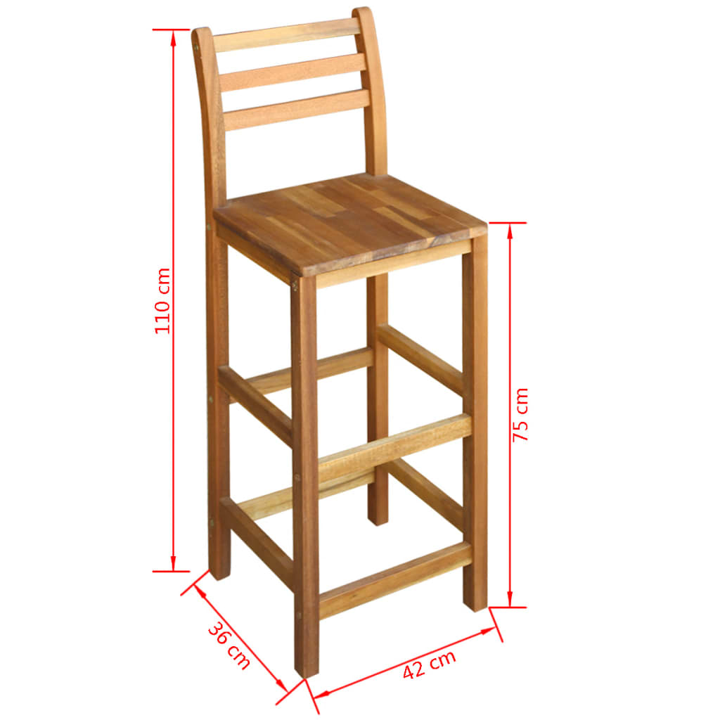 vidaXL Set de masă și scaune de bar din lemn masiv de acacia, 3 piese
