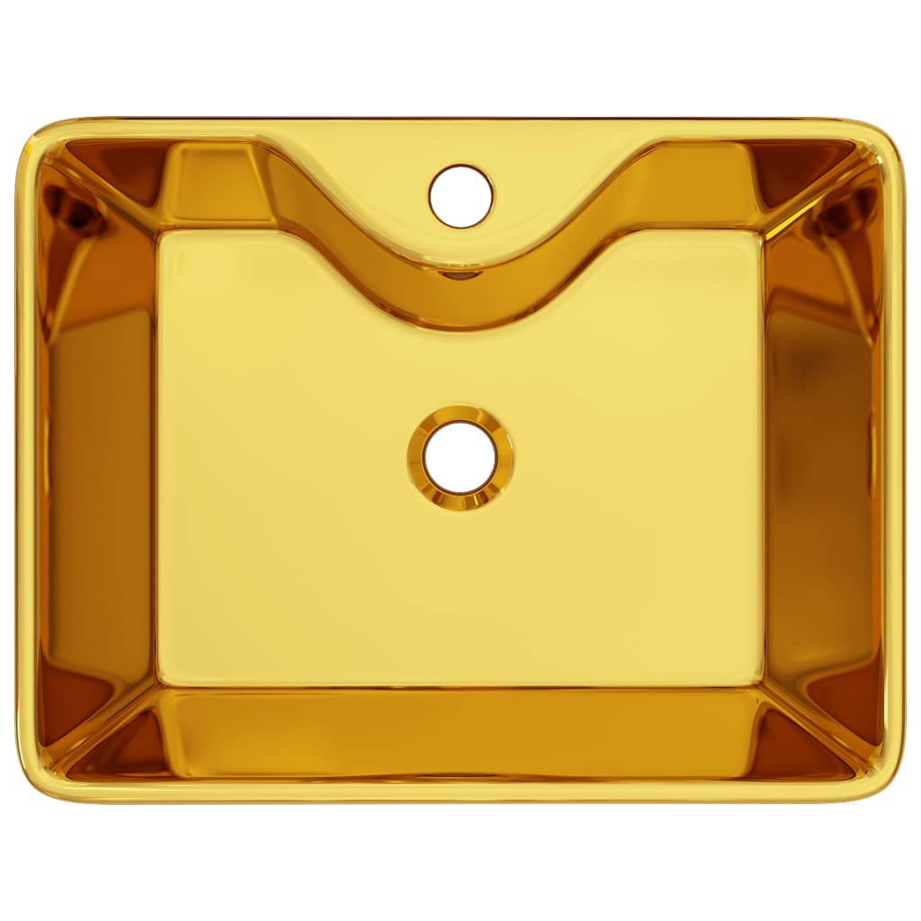 vidaXL Chiuvetă cu orificiu de robinet, auriu, 48x37x13,5 cm, ceramică