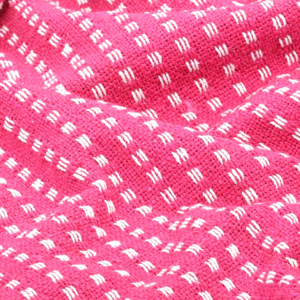 vidaXL Cuvertură cu pătrățele, bumbac, 160 x 210 cm, roz