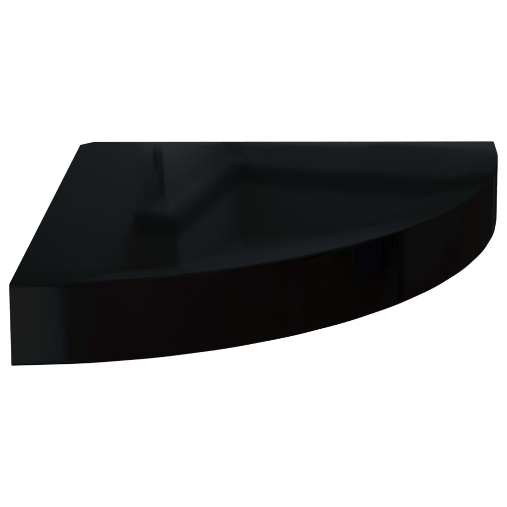 vidaXL Raft colțar de perete, negru extralucios, 25 x 25 x 3,8 cm, MDF