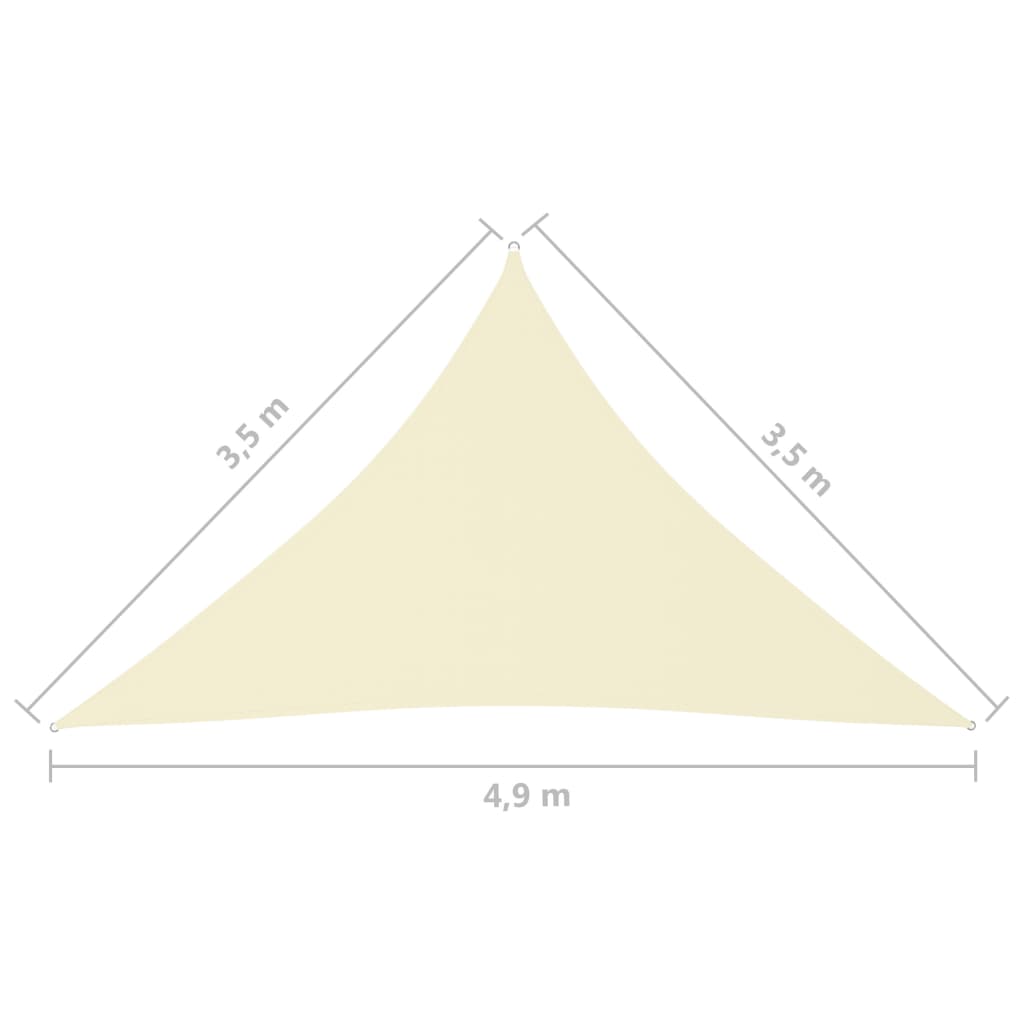vidaXL Parasolar, crem, 3,5x3,5x4,9 m, țesătură oxford, triunghiular