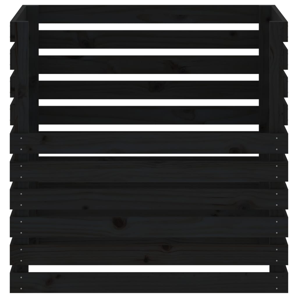 vidaXL Compostor, negru, 80x80x78 cm, lemn masiv de pin