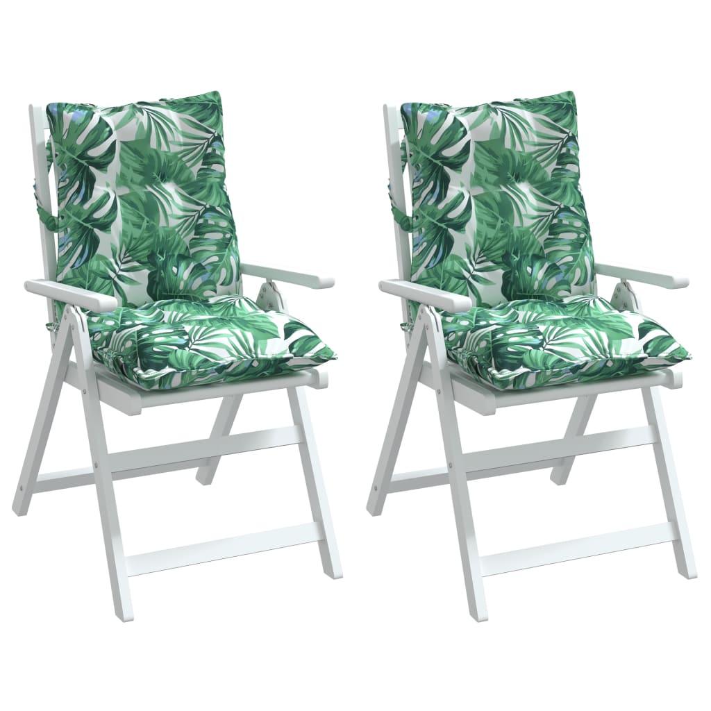 vidaXL Perne de scaun spătar jos, 2 buc., model frunze, textil oxford