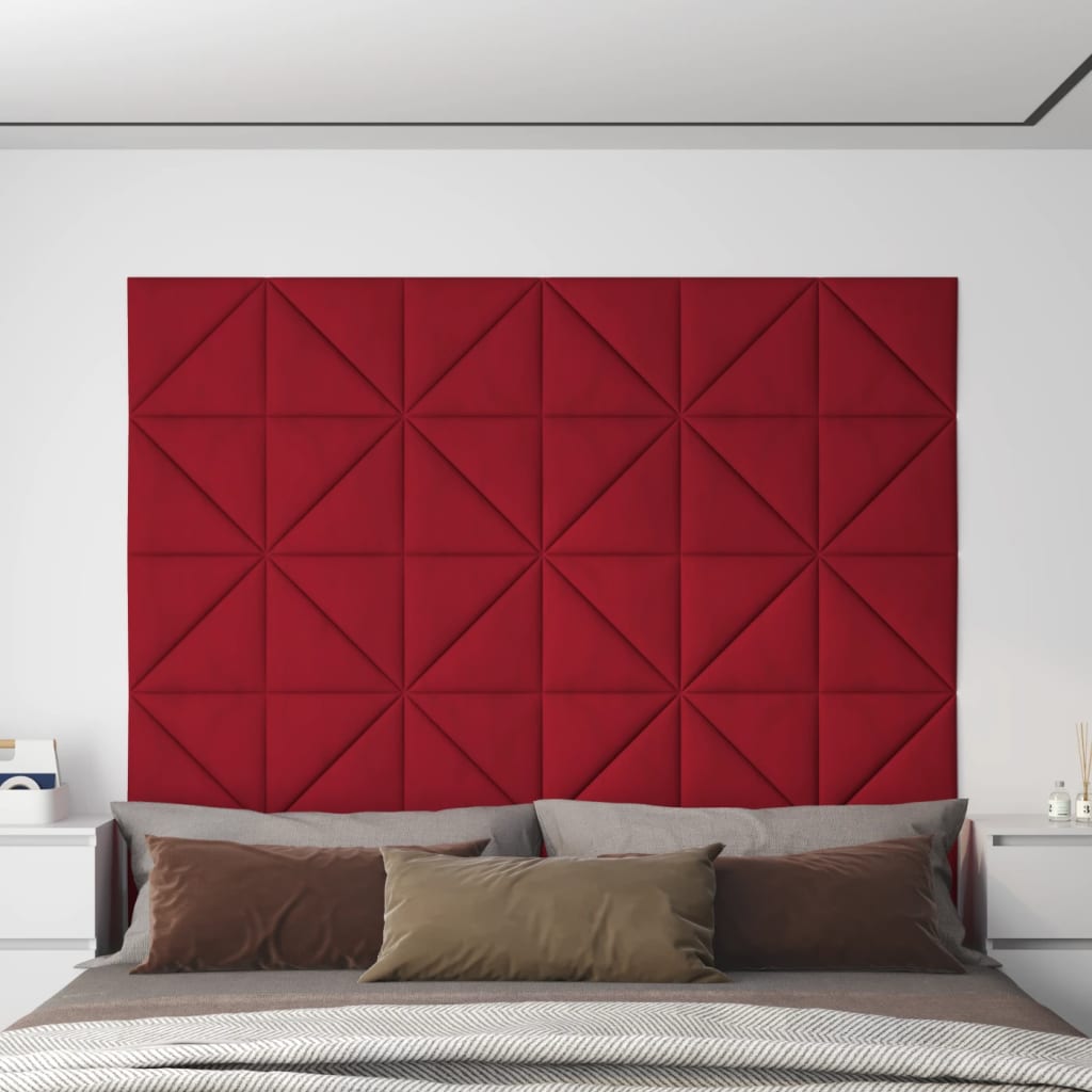 vidaXL Panouri de perete, 12 buc., roșu vin, 30x30 cm, catifea 0,54 m²