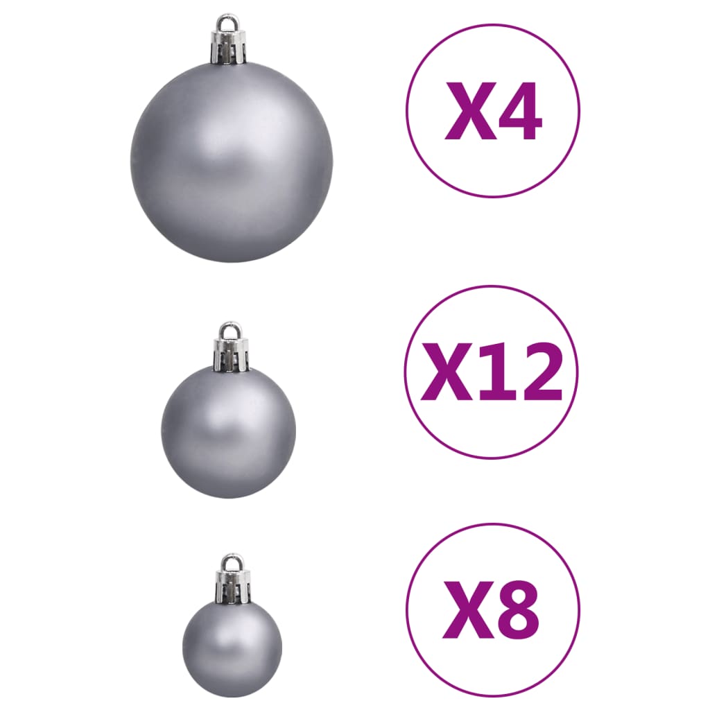 vidaXL Set globuri de Crăciun 111 buc., alb și gri, polistiren
