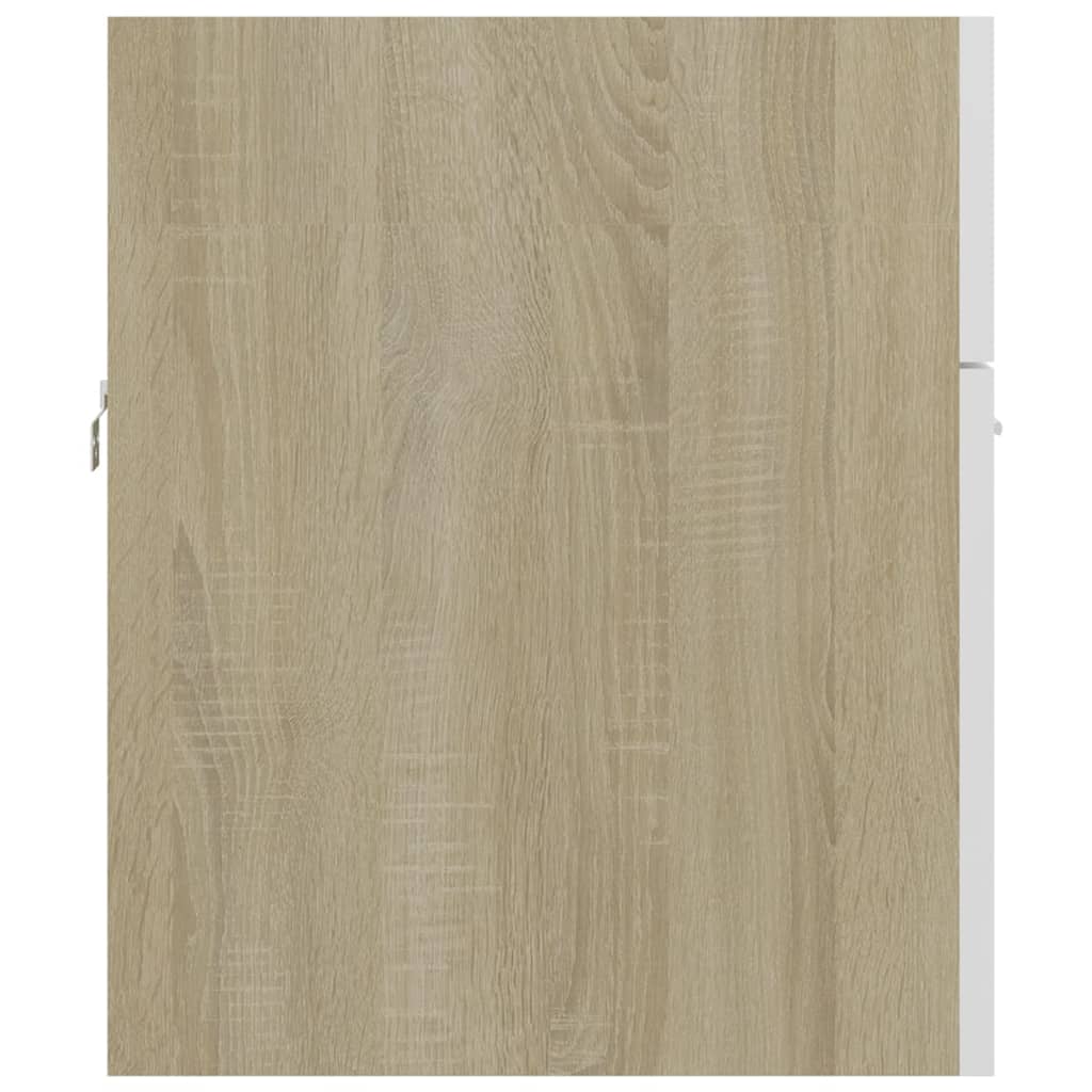 vidaXL Dulap cu chiuvetă încorporată alb/stejar sonoma, lemn prelucrat