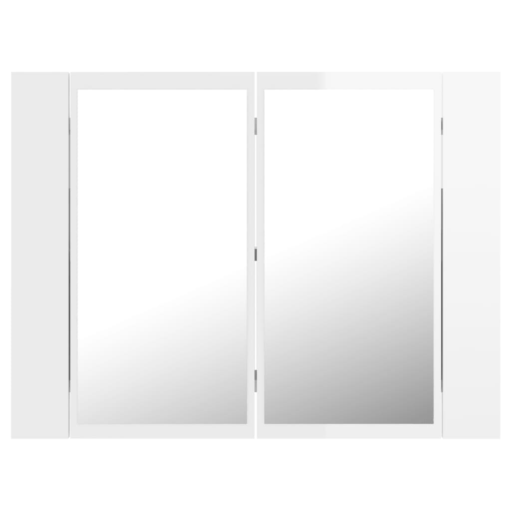 804961 vidaXL Dulap baie cu oglindă LED alb lucios 60x12x45 cm acril