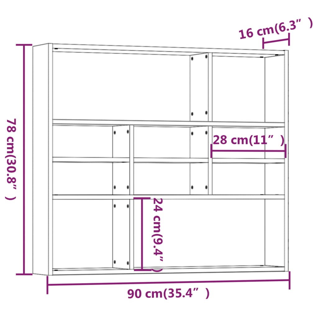 vidaXL Raft de perete, sonoma gri, 90x16x78 cm, lemn compozit