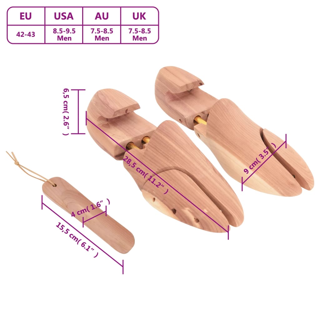 vidaXL Dispozitiv lărgire pantofi încălțător EU 42-43 lemn masiv cedru