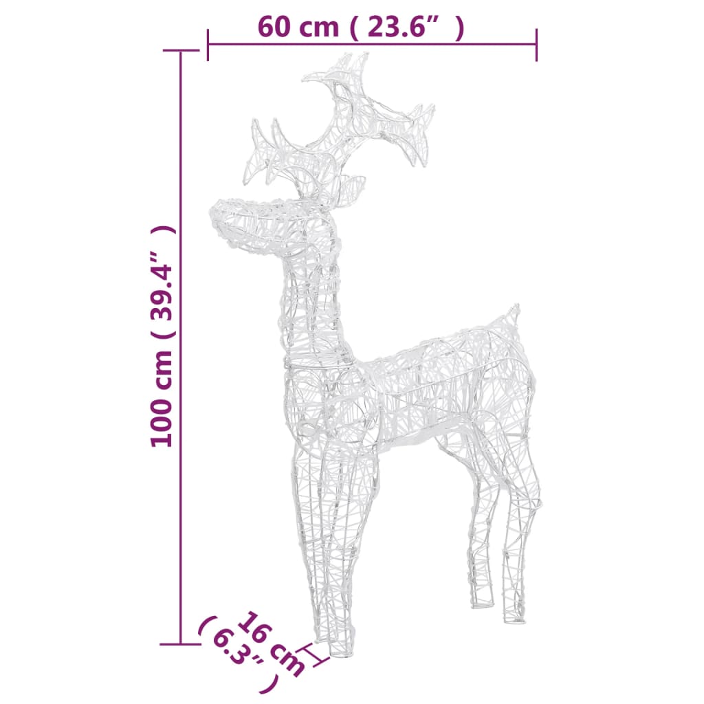 vidaXL Decorațiuni reni de Crăciun, 3 buc., 60x16x100 cm, acril