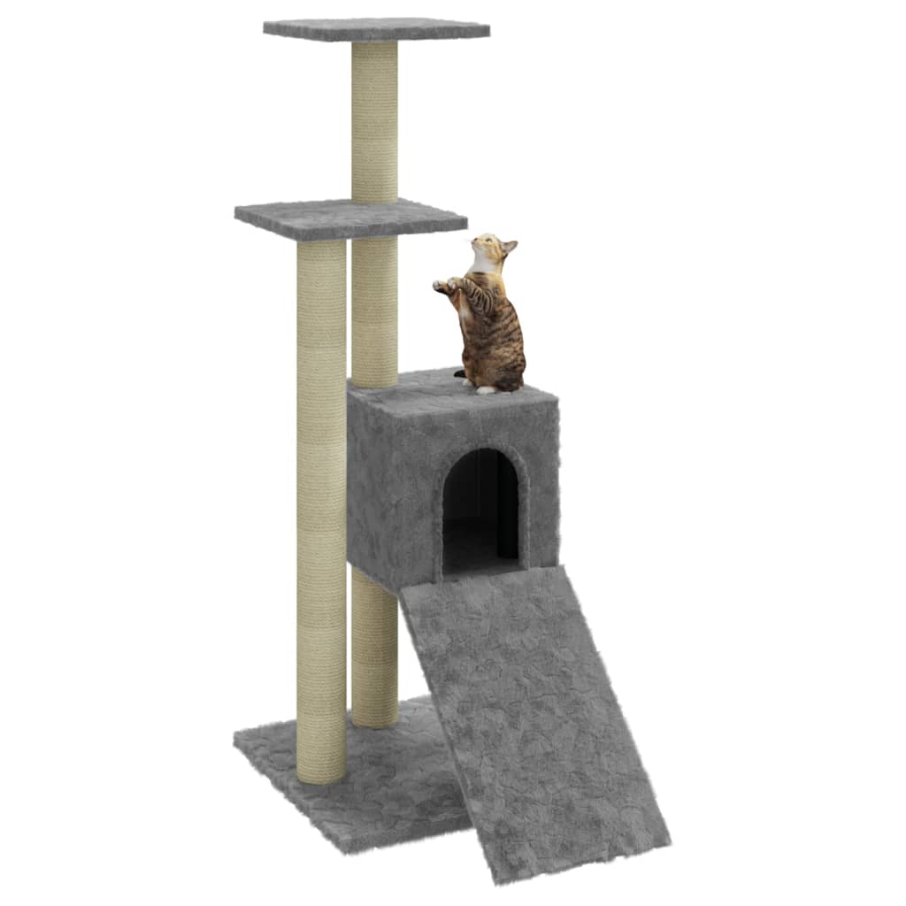 vidaXL Ansamblu pisici, stâlpi din funie sisal, gri deschis, 92 cm