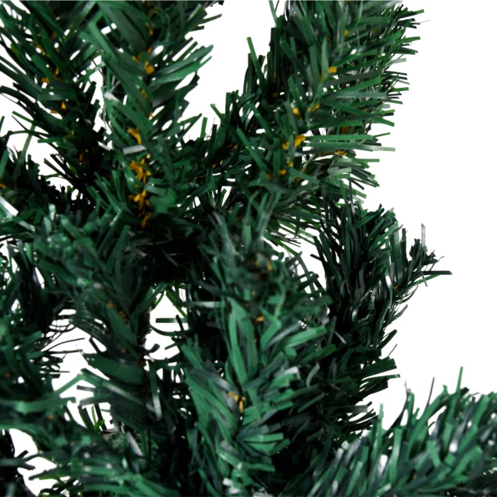 vidaXL Jumătate brad de Crăciun subțire cu suport, verde, 210 cm