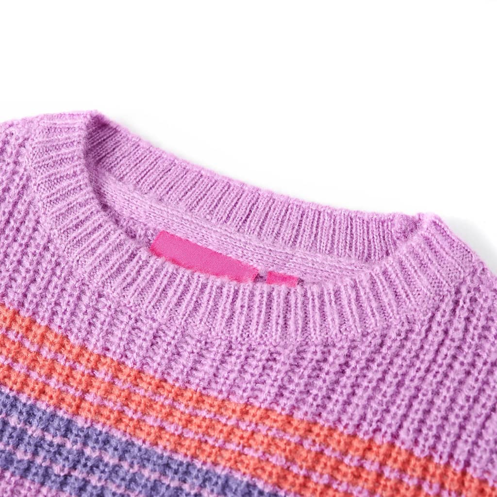 Pulover pentru copii tricotat, dungi liliac și roz, 92