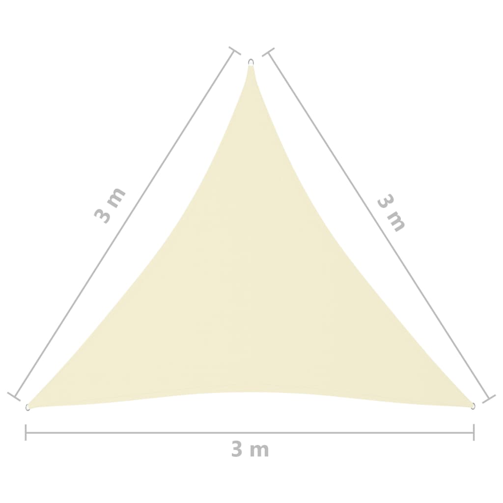 vidaXL Pânză parasolar, crem, 3x3x3 m, țesătură oxford, triunghiular