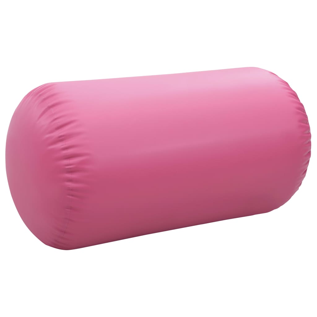 vidaXL Rulou de gimnastică gonflabil cu pompă, roz, 120 x 75 cm, PVC