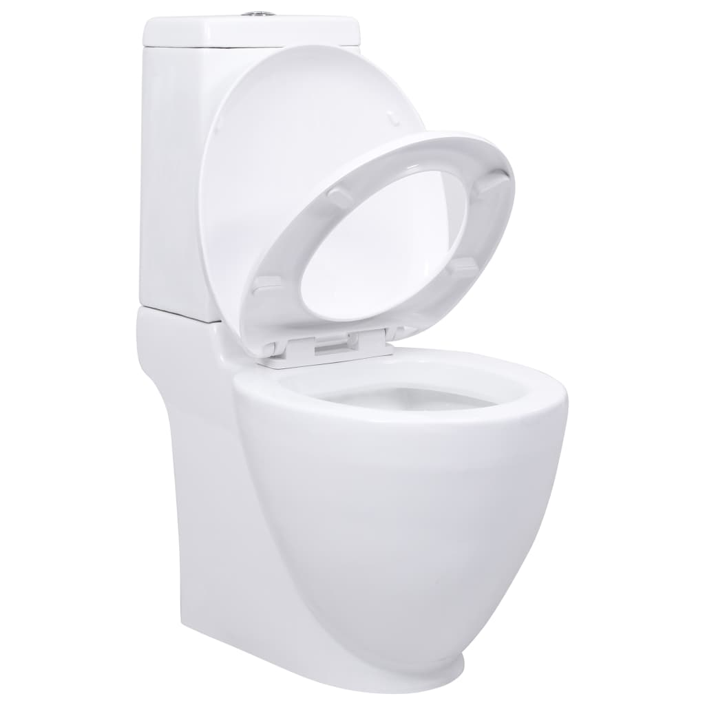 vidaXL Vas WC toaletă de baie, alb, ceramică, rotund, flux inferior