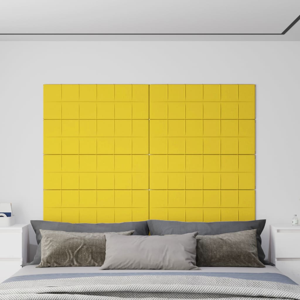 vidaXL Panouri de perete 12 buc. galben deschis 90x30cm textil 3,24 m²