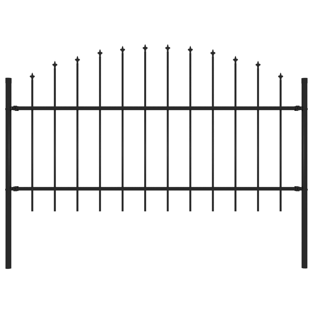 vidaXL Gard de grădină cu vârf ascuțit, negru, 1,7 m, oțel