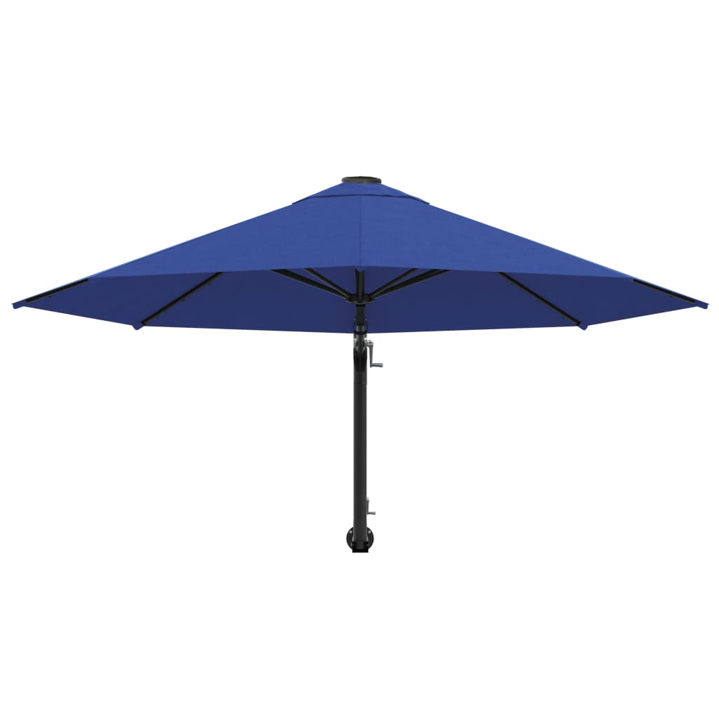 vidaXL Umbrelă de soare de perete cu stâlp metalic, albastru, 300 cm