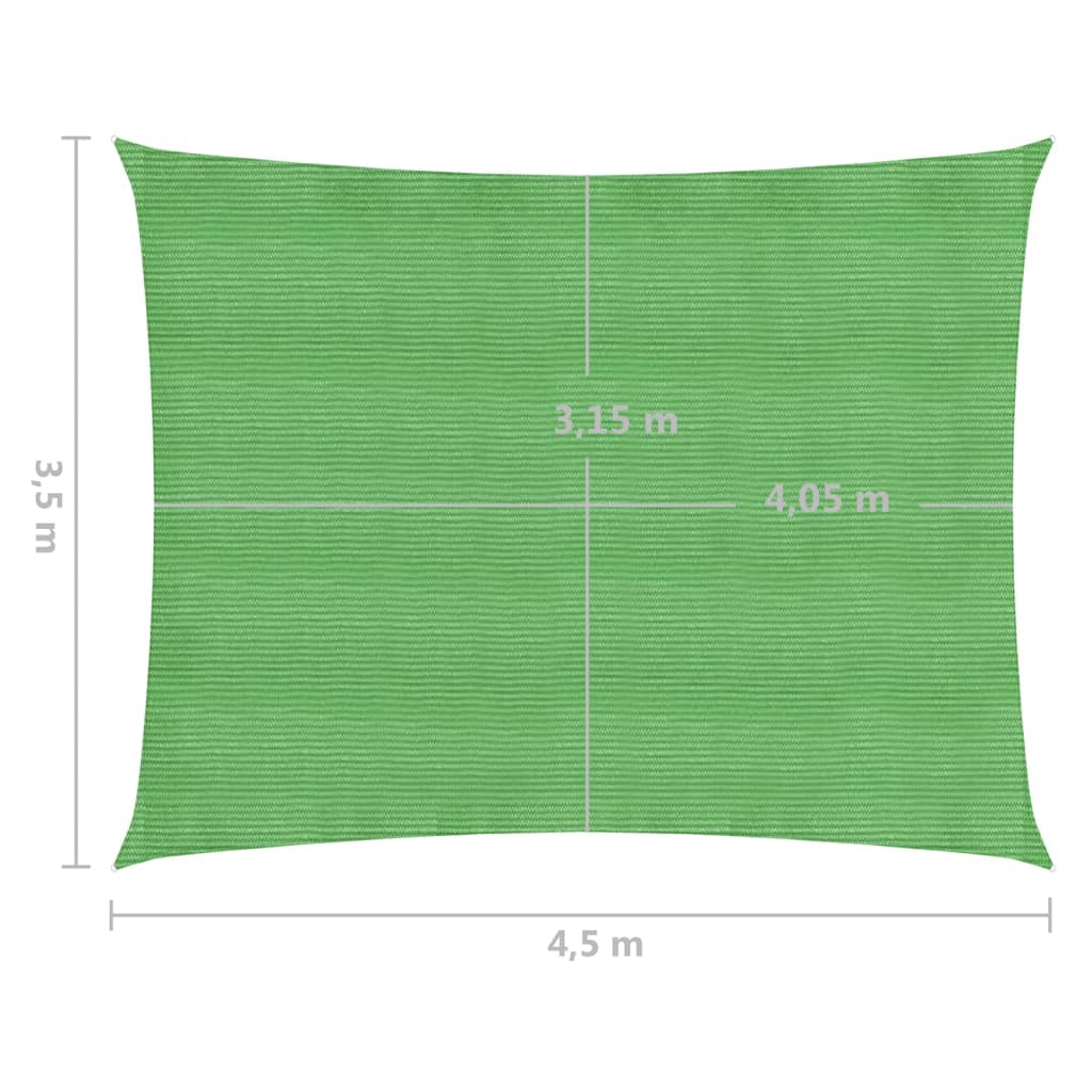vidaXL Pânză parasolar, verde deschis, 3,5x4,5 m, HDPE, 160 g/m²