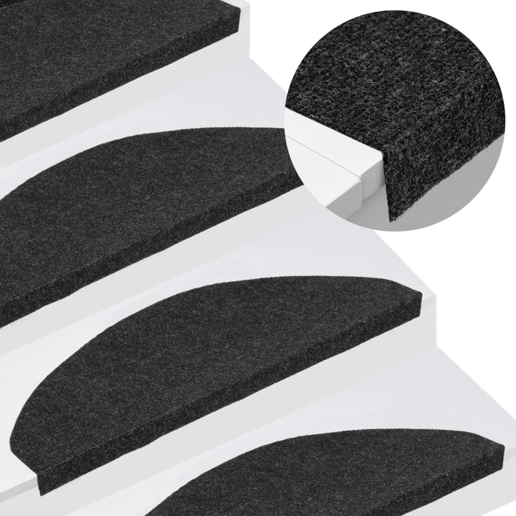 vidaXL Covorașe scări autoadezive, 15 buc.,negru, 65x22,5x3,5 cm