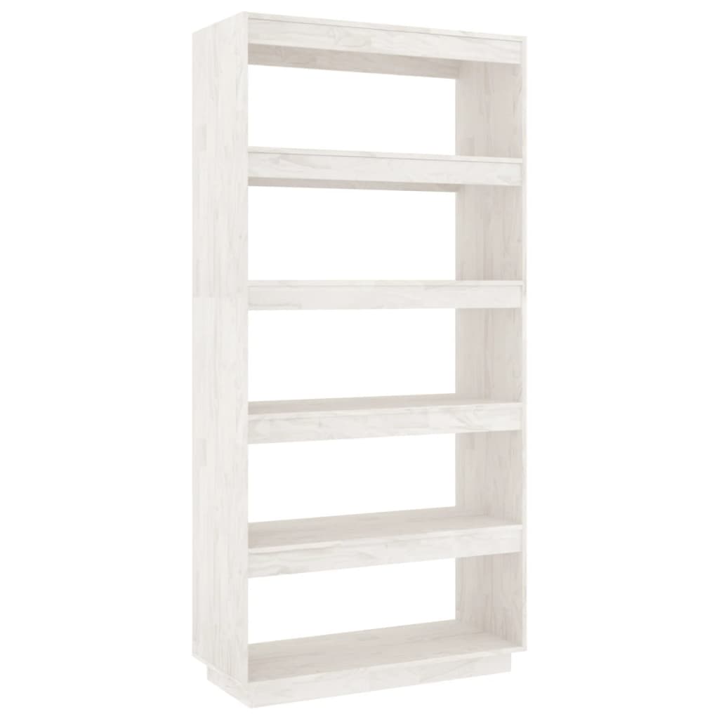 vidaXL Bibliotecă/Separator cameră, alb, 80x35x167 cm, lemn masiv pin