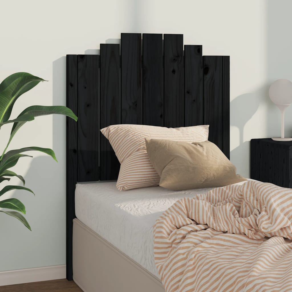 vidaXL Tăblie de pat, negru, 81x4x110 cm, lemn masiv de pin