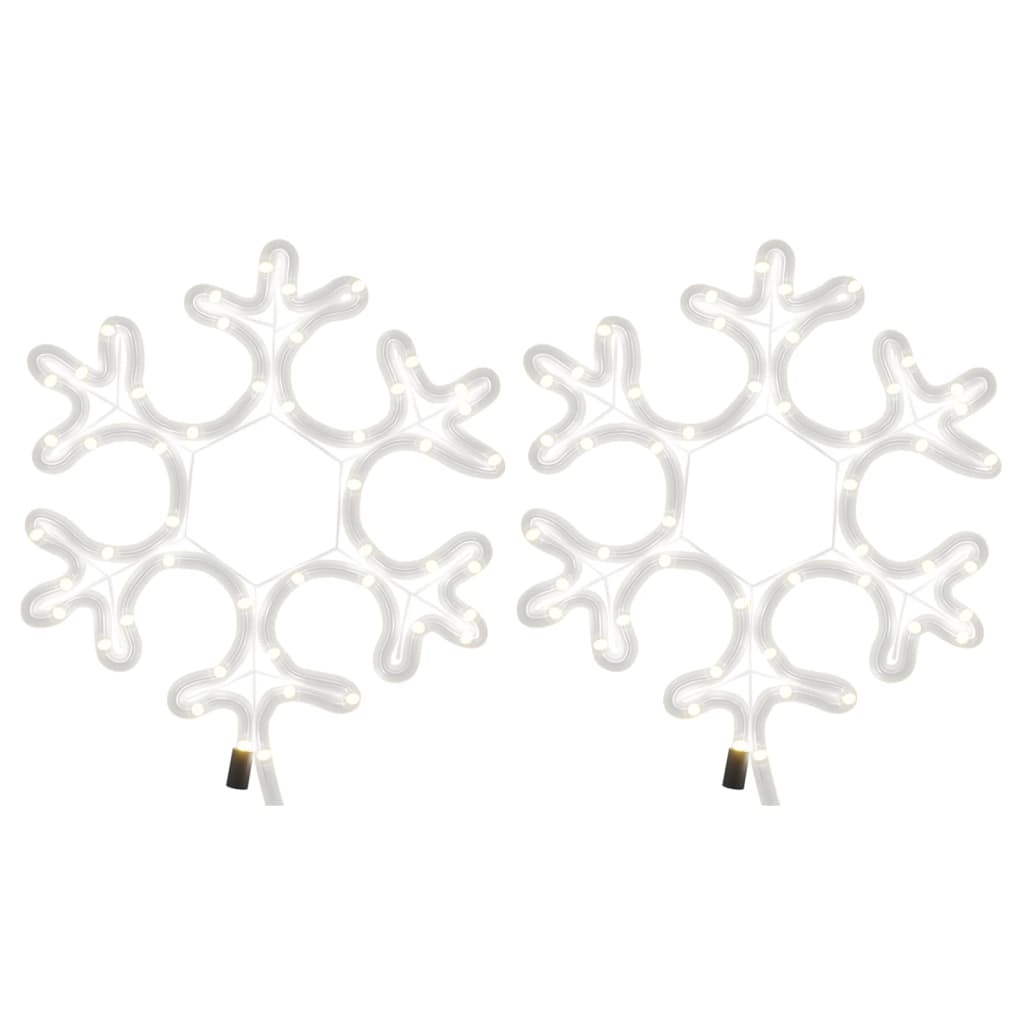 vidaXL Figurină Fulg de Zăpadă de Crăciun LED 2 buc. alb cald 27x27 cm