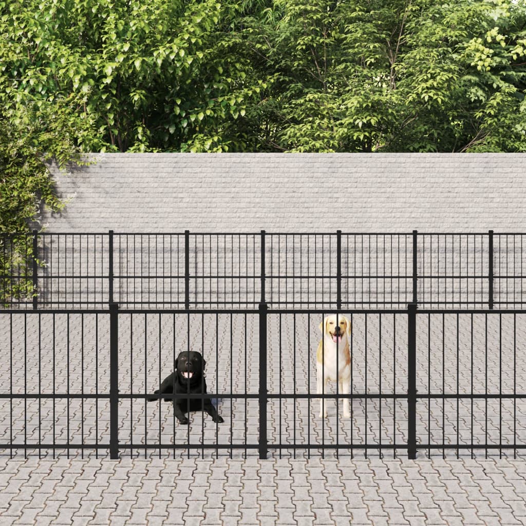 vidaXL Padoc pentru câini de exterior, 94,09 m², oțel