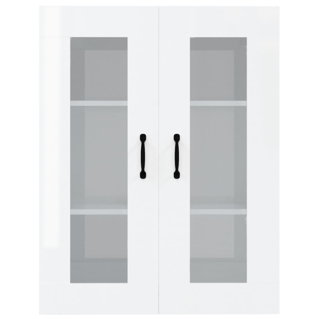 vidaXL Dulap de perete suspendat, alb extralucios, 69,5x34x90 cm