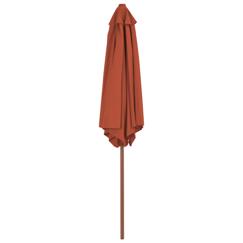vidaXL Umbrelă de soare de exterior, stâlp din lemn, cărămiziu, 270 cm