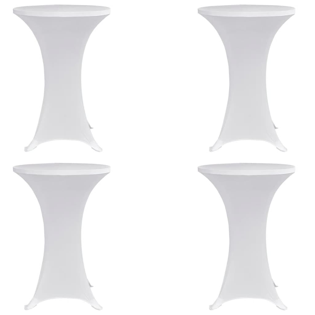 vidaXL Husă de masă cu picior Ø70 cm, 4 buc., alb, elastic