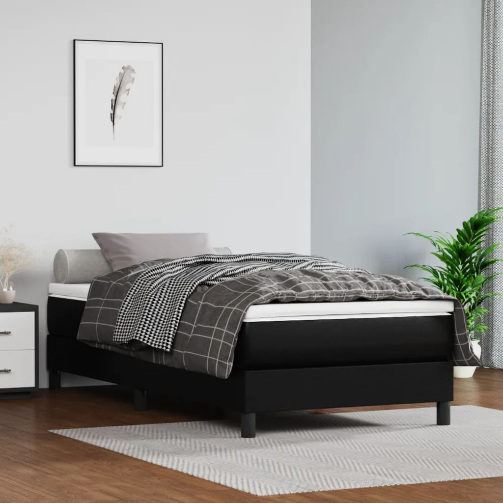 vidaXL Saltea de pat cu arcuri, negru, 80x200x20 cm, piele ecologică