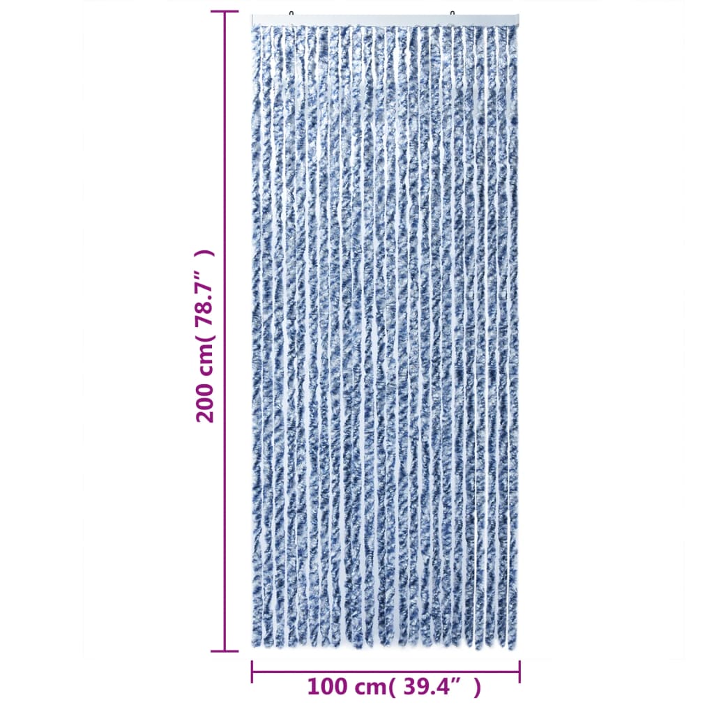 vidaXL Perdea pentru insecte, albastru și alb, 100x200 cm, chenille