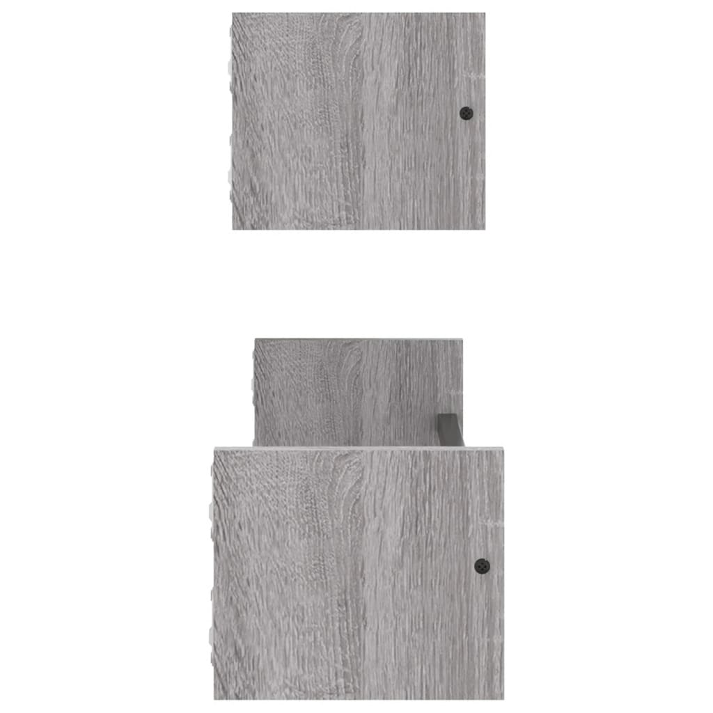vidaXL Rafturi de perete cu bare, 2 buc, gri sonoma, 60x16x14 cm